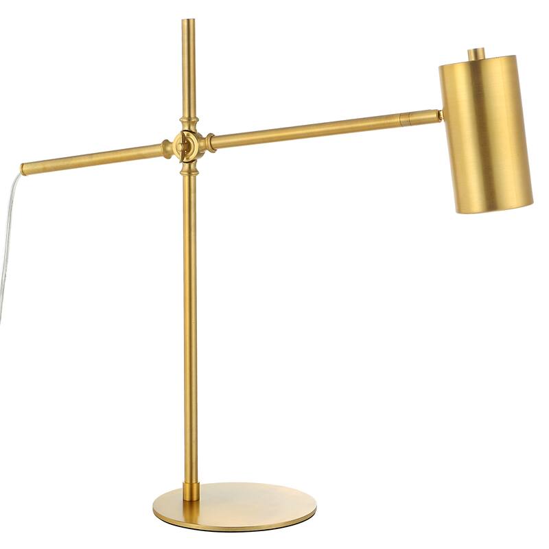 Contemporary Desk Lamp with Gold Finish and Cylinder Shade - 7.5"D x 25.75"W x 24.5"H