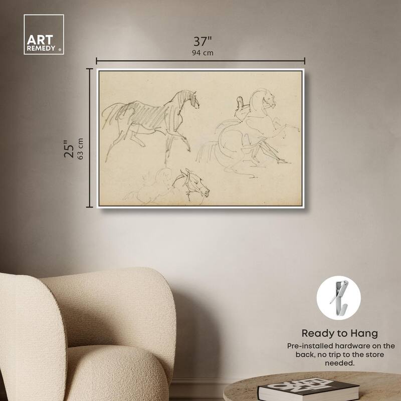 Gericault - Three horse studies Canvas by Art Remedy