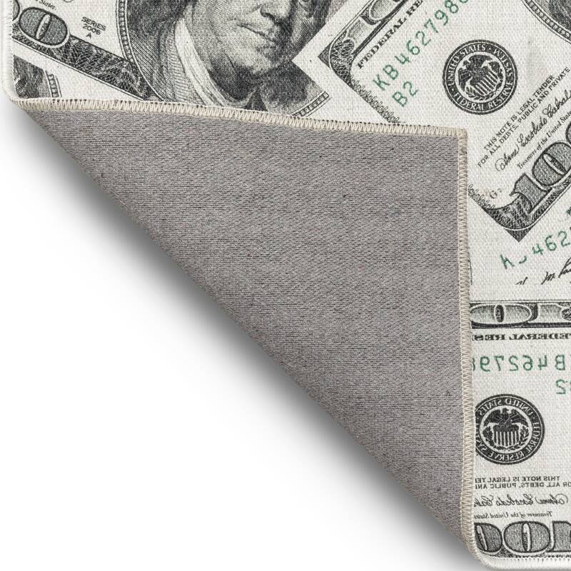 Well Woven Money Dollar Front 2006A Modern Machine Washable Area Rug