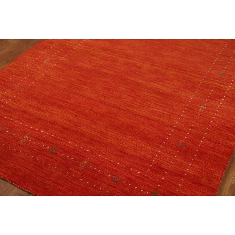 Hand Knotted Oriental 100% Wool Carpet Tribal Tribal Oranges & Rust Gabbeh Area Rug - 8' 0'' X 5' 0''