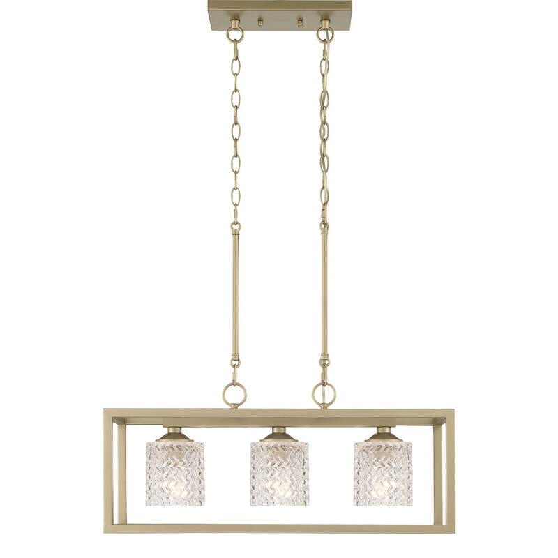 Moulins 3-ight Linear Modern Farmhouse Rectangle Chandelier with UL Certified - 25in