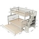 preview thumbnail 10 of 8, Cream Twin over Full Modern Rubberwood Stairway Bunk Bed with Rails and Storage