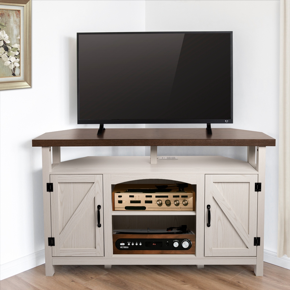 White farmhouse deals corner tv stand