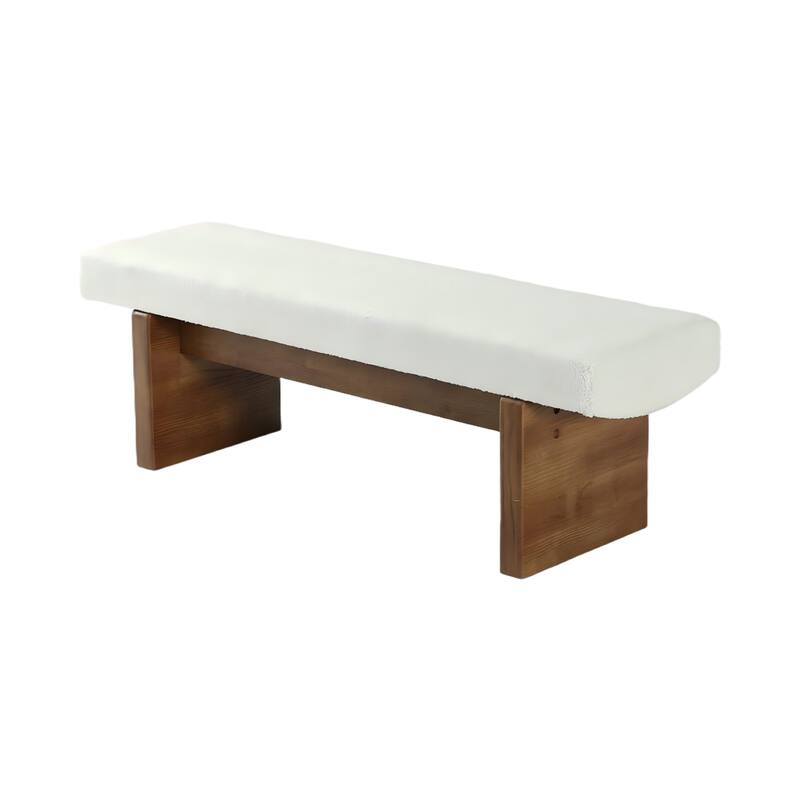 Solid Wood Upholstered Entryway Bench, Bedroom Bed End Foyer Accent Bench Dining Kitchen Bench for Living Room