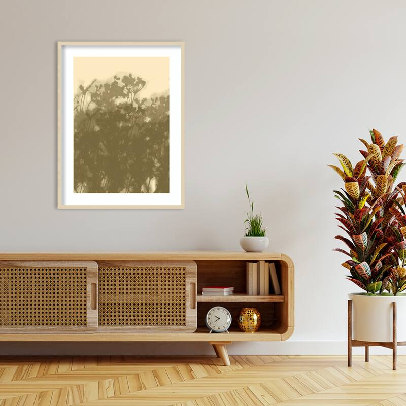 Misty Meadow. Abstract Botanical Art No. 2 by Dina Dankers Wood Framed Wall Art Print