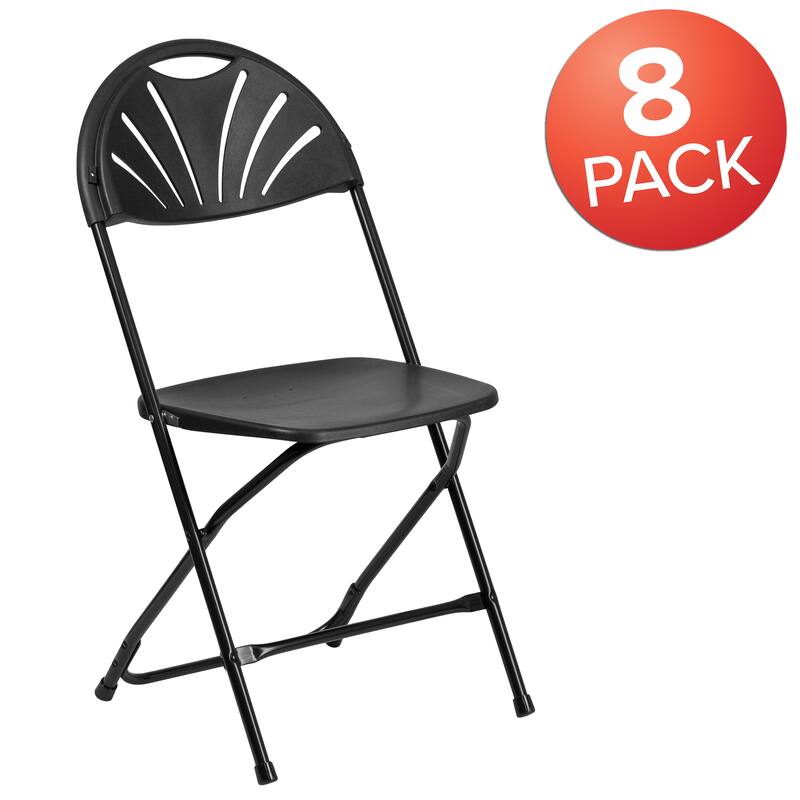 8 Pack 650 lb. Capacity Plastic Fan Back Folding Chair