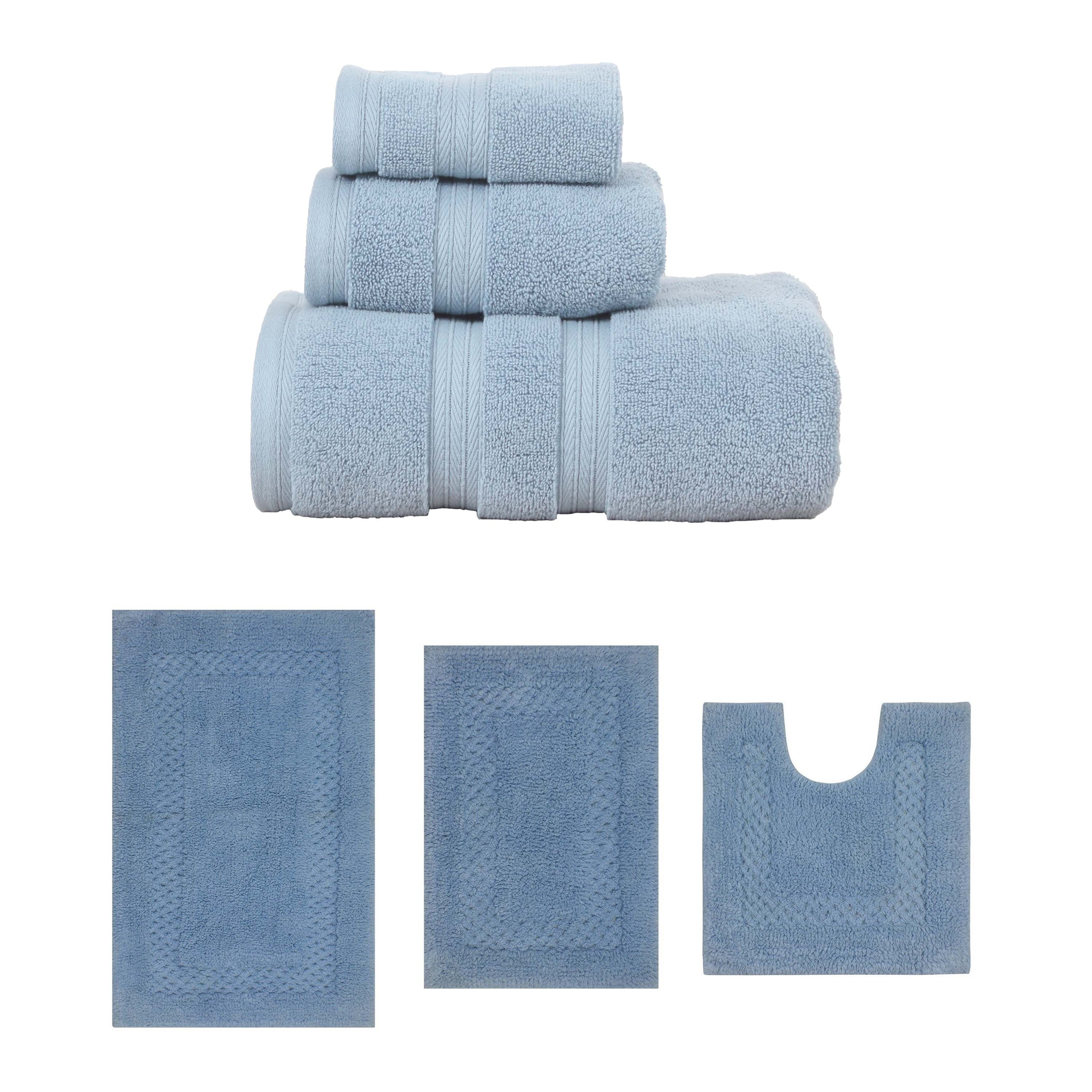 Home Weavers Classy Bath Mat 100% Soft Cotton Super Absorbent 3 Pcs Towel Set & 3 Pc Bath Rug Set, Machine Wash (Set of 6)