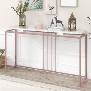 48" Modern Console Table Sofa Table with 3 Drawers and 2 Shelves, Solid ...