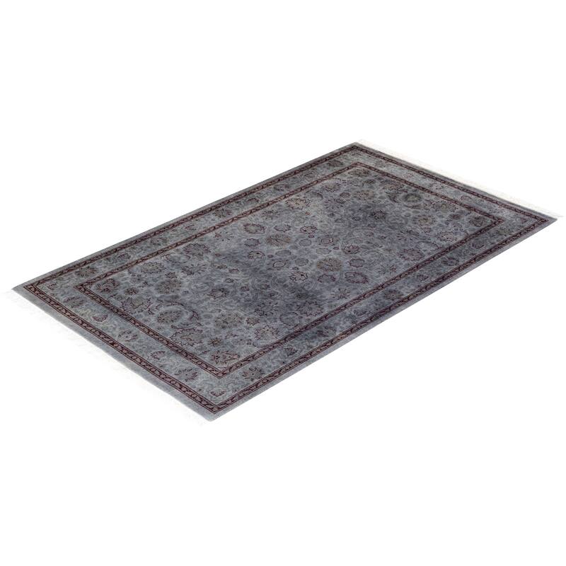 Overton Hand Knotted Wool Vintage Inspired Modern Contemporary Overdyed Gray Area Rug - 3' 1" x 5' 4"