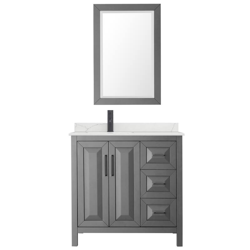 Daria 36-inch Single Vanity, Single Hole Quartz Top, 24-inch Mirror