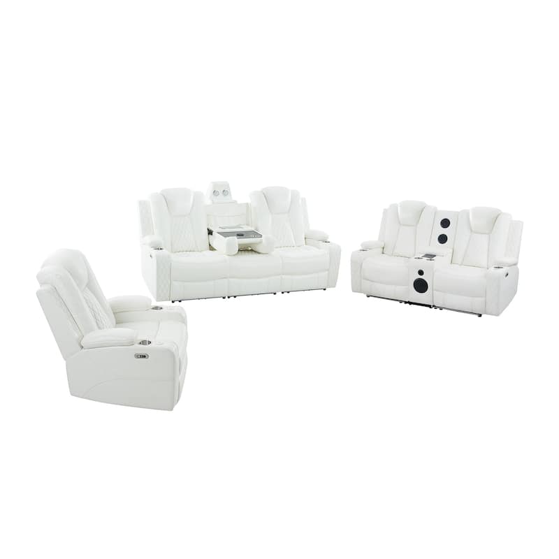 Premium Air Leather Home Theater Loveseat with LED Lights, Recliner with Built-in Speakers & Wireless Charging