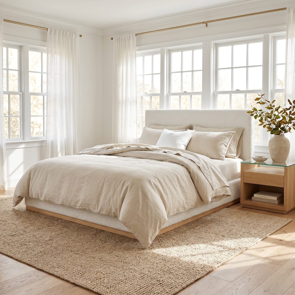 Christopher Knight Home - Arden Upholstered Bed Frame in Chenille Fabric with Wooden Base and Quick Assembly