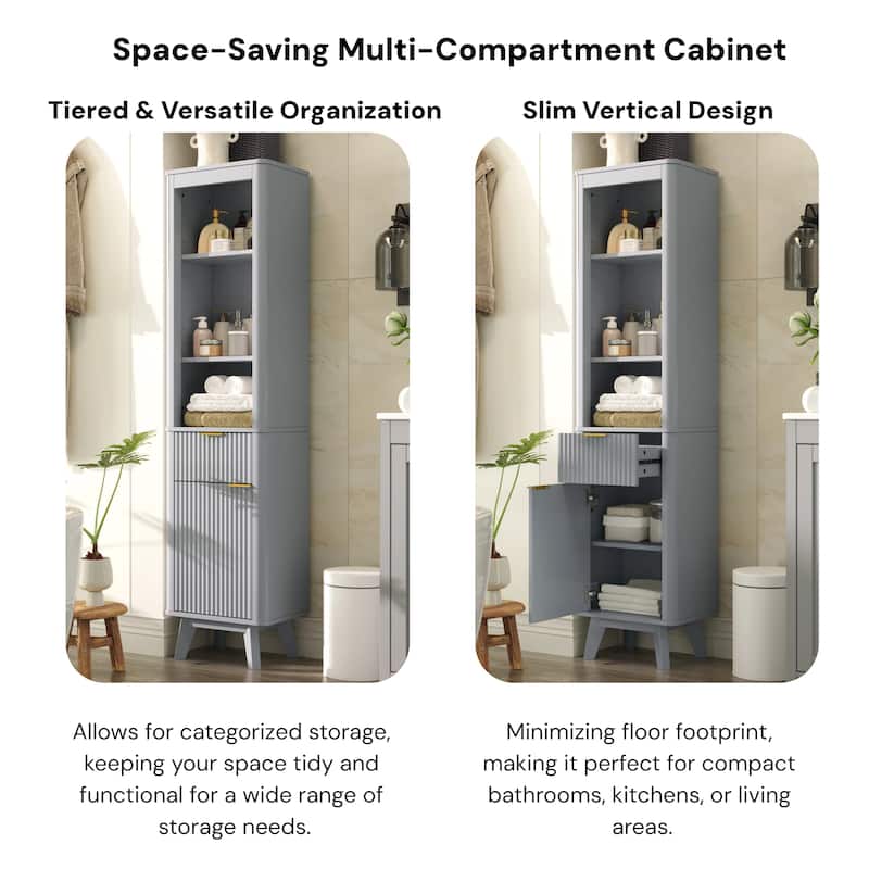 Christopher Knight Home - Modern Linen Tower with Adjustable Shelves, Drawer and Door
