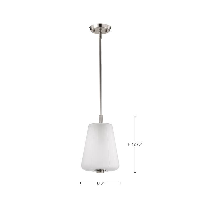 Lune Mini Pendant Brushed Nickel Finish Etched White Glass - Brushed Nickel