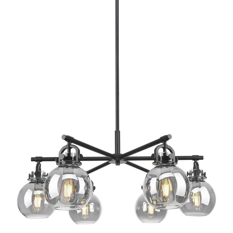 Innovations Lighting 410-6CR-16-26 Newton Sphere Chandelier Newton - Matte Black / Light Smoke