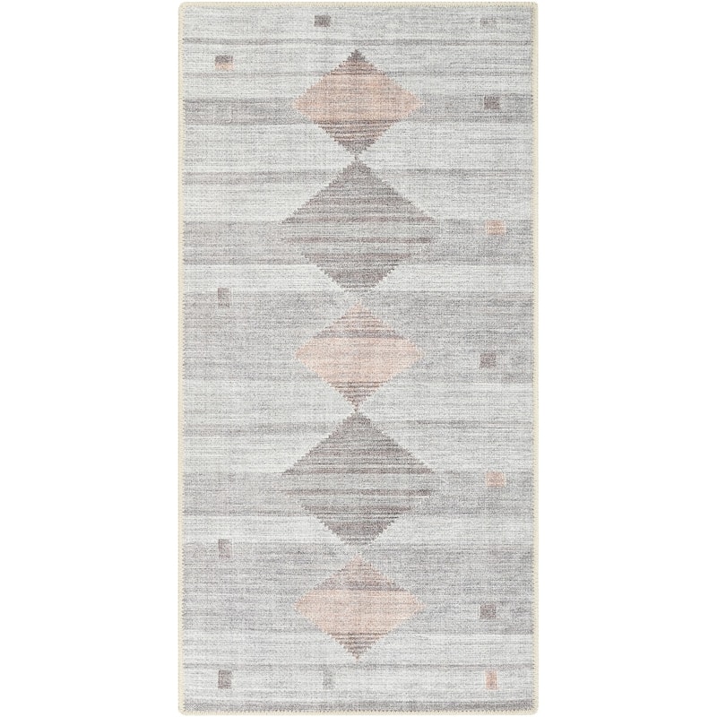 Well Woven Lotus Argonne Southwestern Machine Washable Area Rug - 2' x 3' 11" - Grey
