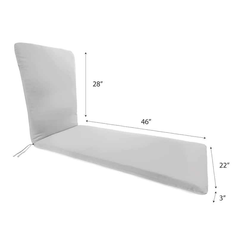 74" x 22" Outdoor Chaise Lounge Cushion with Ties and Loop - 74'' L x 22'' W x 2'' H