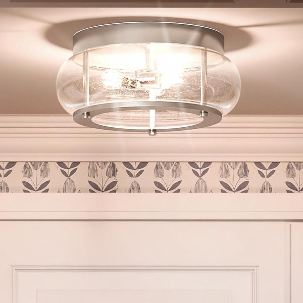 Luxury Utilitarian Ceiling Light, 7"H x 16"W, with Coastal Style, Brushed Nickel, by Urban Ambiance. Opens flyout.