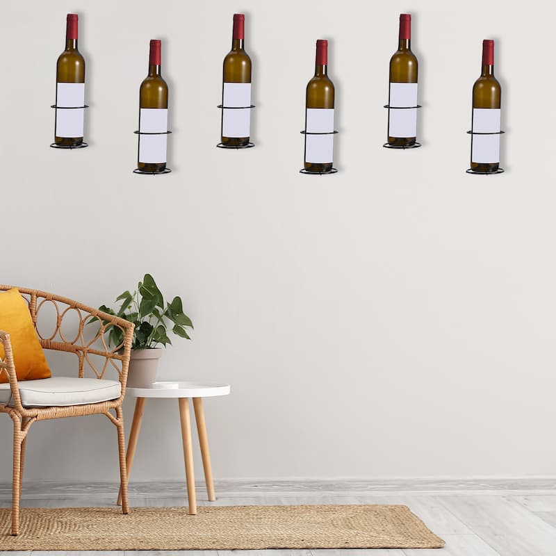 Spiral Wine Wall Holder 12 Pcs, Metal Wine Bottle Display Holder, Black Upward