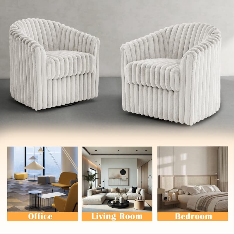 Single Sofa Armchair Swivel Barrel Chair (Set of 2)