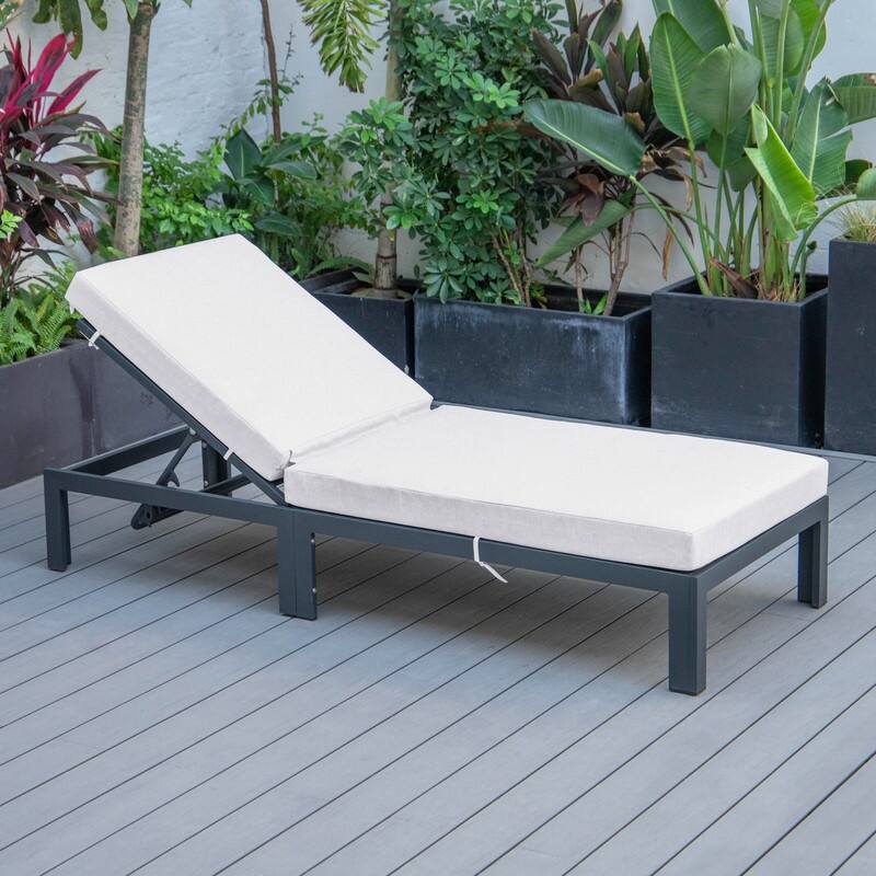 Chelsea Heavy-Duty Aluminum Outdoor Chaise Lounge with Machine-Washable Fade-Resistant Cushions, Lay-Flat Design