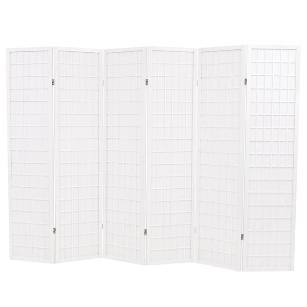 vidaXL Folding 6-Panel Room Divider Japanese Style 94.5"x66.9" White