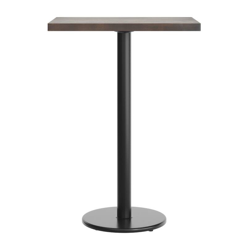 Rectangular Solid Wood Commercial Tabletop with 18" Round Bar Height Base - 24"W x 30"D x 42"H