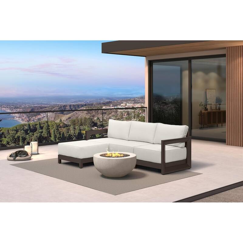 PURPLE LEAF Caesar white Sofas Sectionals 4-18 Piece with 9.6" Thick Cushion for Yard Porch Deck Outdoor Patio Conversation Sets - 3 Seats+1 Ottoman - L-shaped