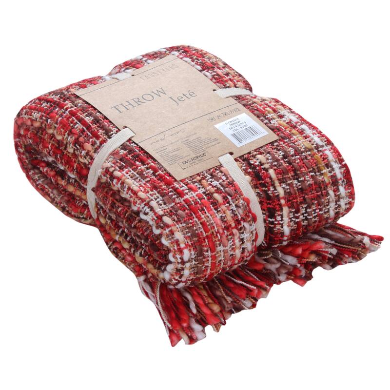 Florence Luxury Throw Blanket 50x60 Soft Cozy Throw for Sofa and Bed. - RUBY