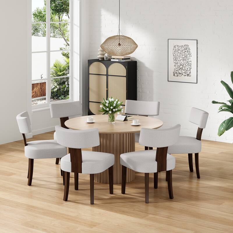 Upholstered Armless Dining Table Chairs Set of 2 with Hardwood Frame Curved Backrest for Kitchen Room