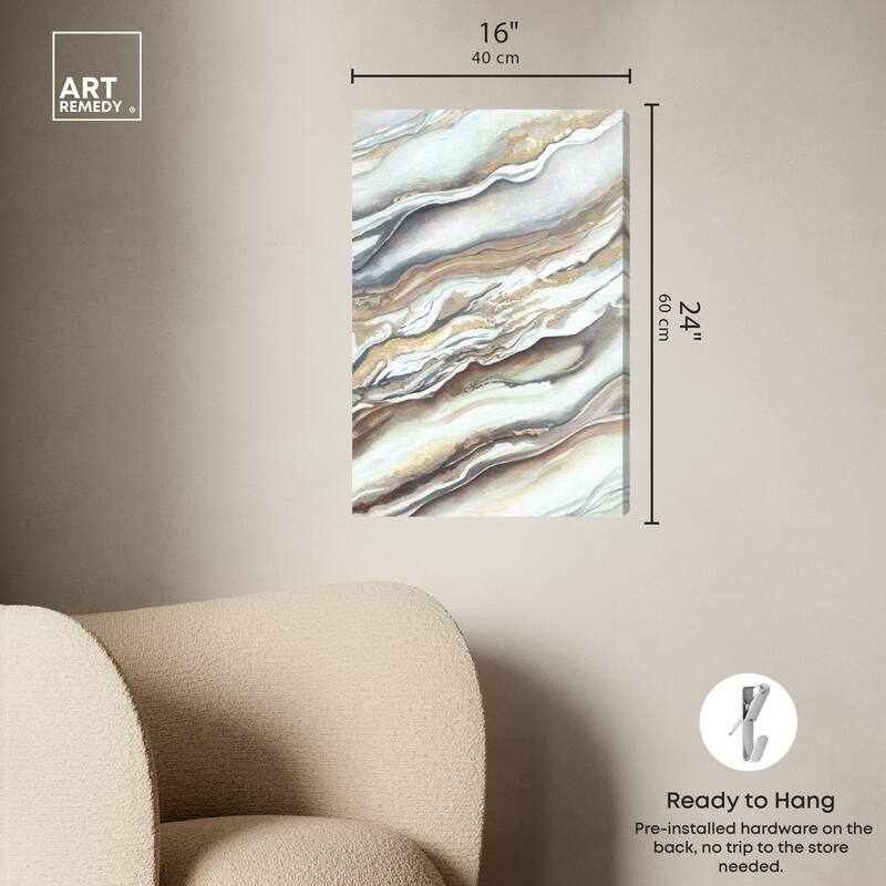 Art Remedy Neutral Lines I Gallery Wrapped Boho Abstract 1 Piece Canvas Wall Art