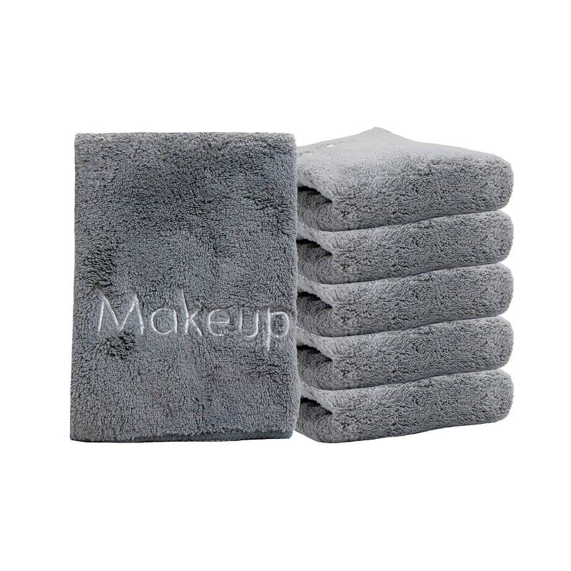 Embroidered Coral Fleece Microfiber Makeup Towels - Set of 6 - 13X13