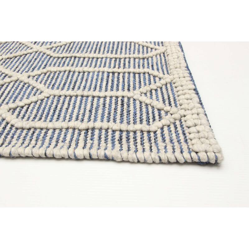 ECARPETGALLERY Braid weave Sienna Blue Wool Rug - 4'11 x 8'0