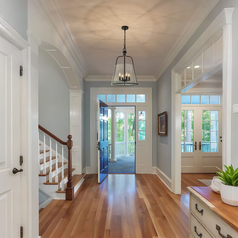 Modern Farmhouse Chandelier 4-Light Clear Glass Lantern Pendant - 16.22