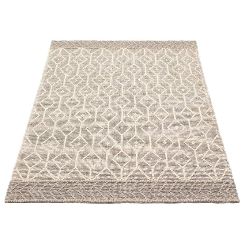 ECARPETGALLERY Braid weave Sienna Grey Wool Rug - 4'10 x 7'5
