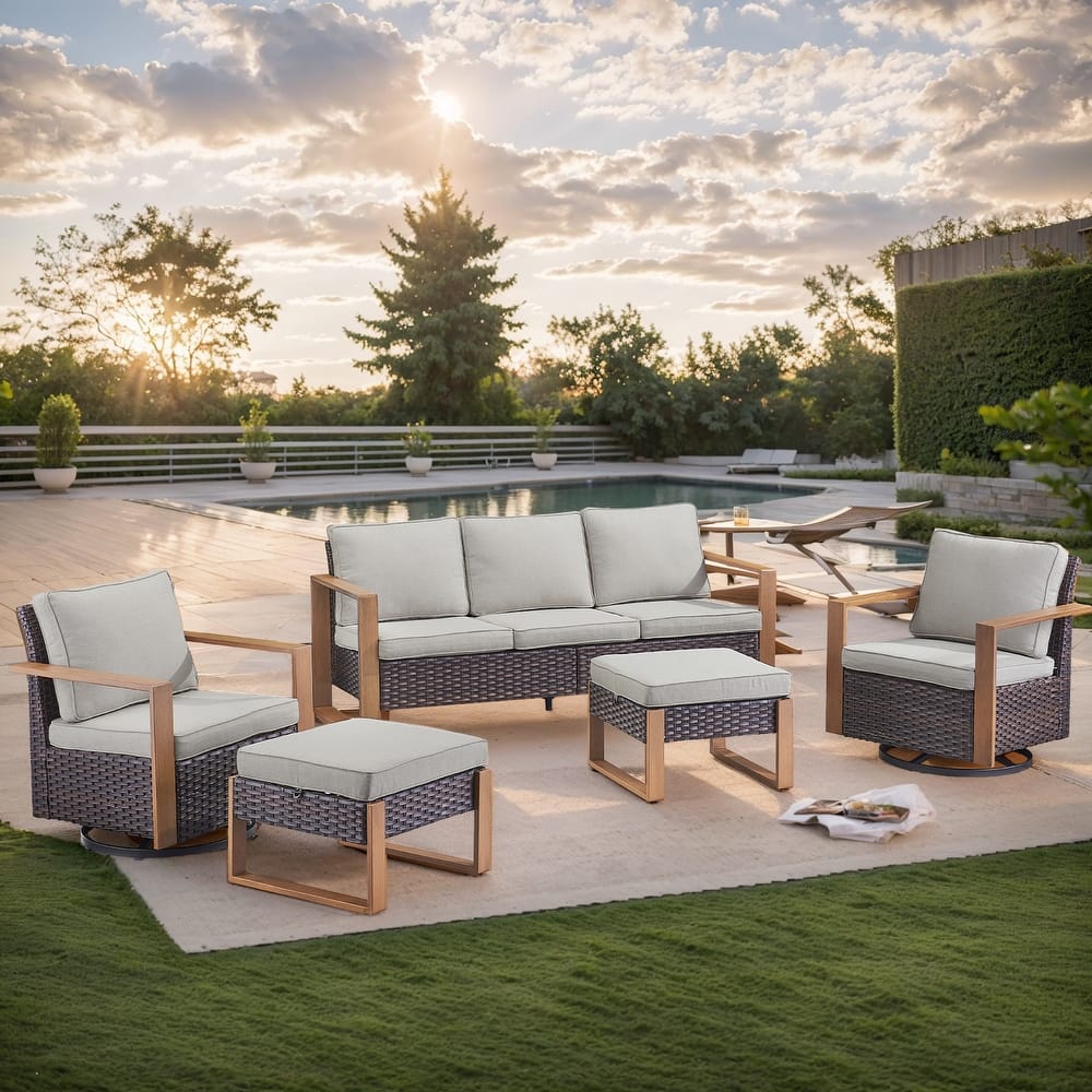 Gymojoy All-Weather Outdoor Sofa Swivel Chair Ottoman Sets