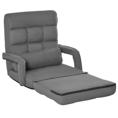 Gray Linen Touch Sofa Bed with Adjustable Backrest and Cushioned Seat for Small Spaces - 30.75" W x 24.5" D x 27.5" H