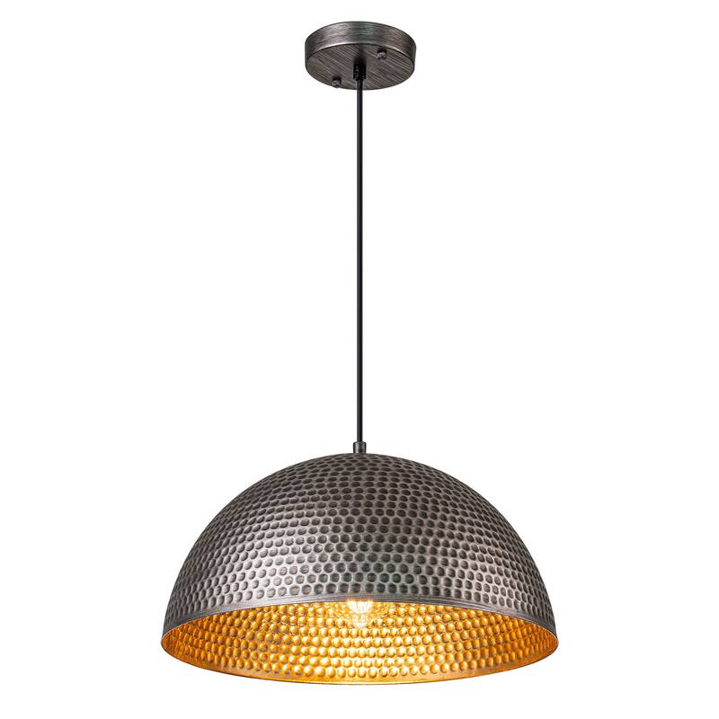 1-Light Modern Industrial Oversized Hammered Gold Leaf Dome Pendant Light for Kitchen Island