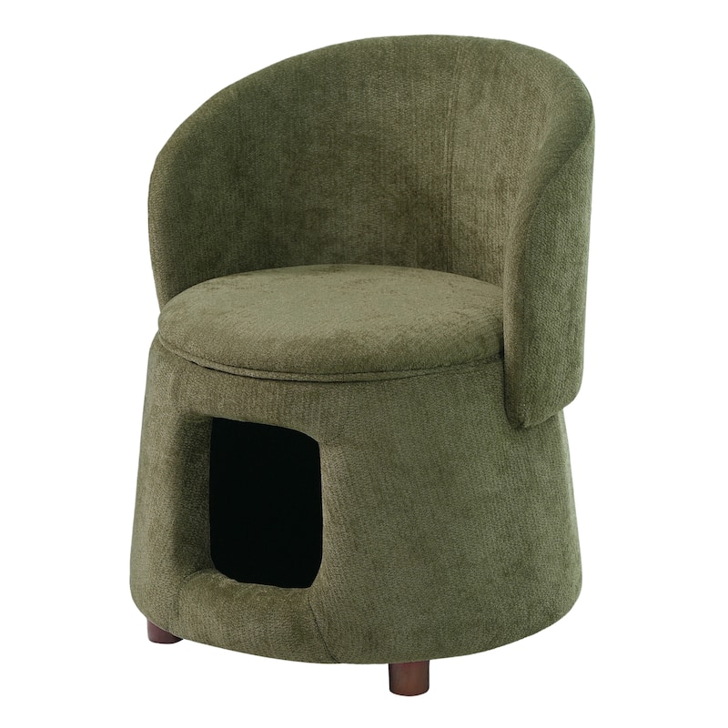 Christopher Knight Home - Modern 2-in-1 Acacia Upholstered Accent Chair with Hidden Pet-Friendly Nook & Convertible Storage Seat