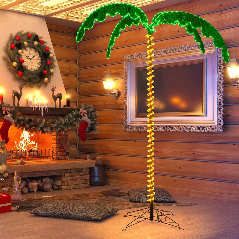 Costway 7.5 FT Lighted Palm Tree with 332 LED Lights Holographic Trunk - See Details