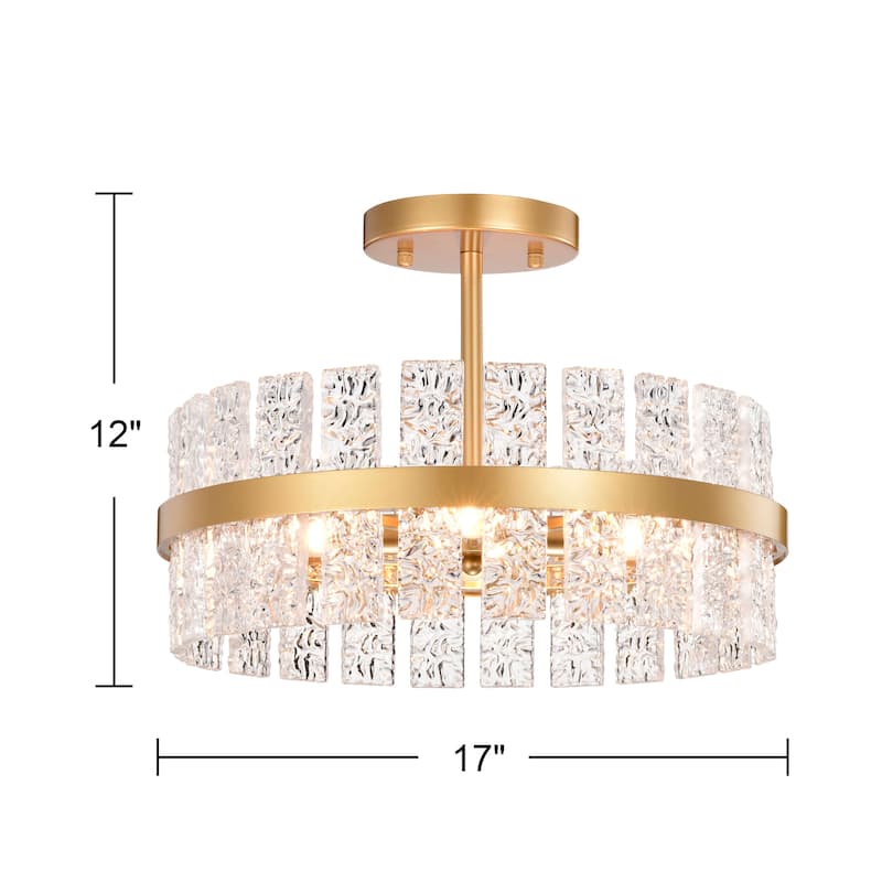 Casandra 4-light Drum Glass Strip Flush Mount
