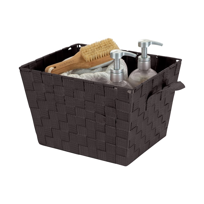 Simplify Small Woven Storage Bin in Chocolate - 10"x12"x8"