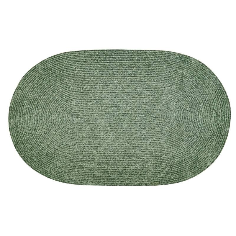 Better Trends Chenille Solid & Tweed Braid Collection is Durable and Stain Resistant Reversible Indoor Area Utility Rug - Diluth Green - 24" x 108" Runner