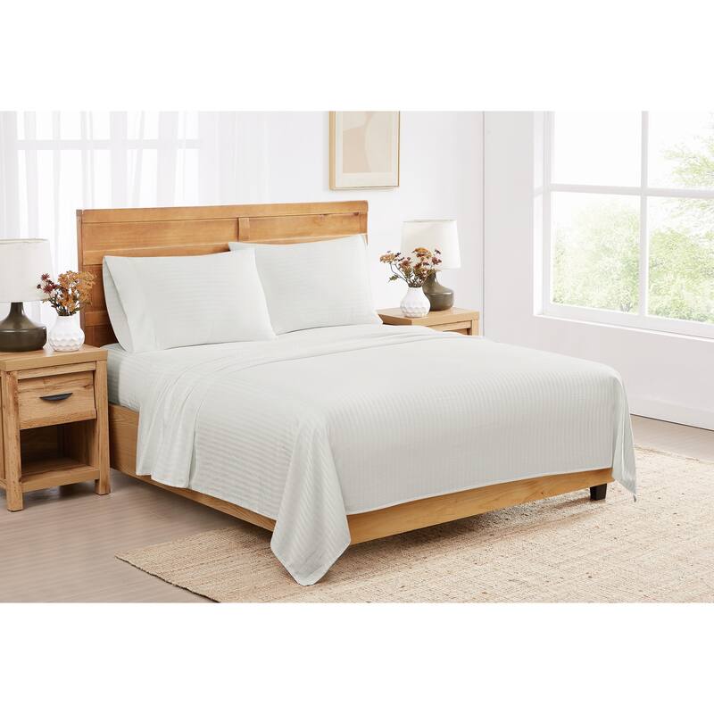 Royal Velvet Signature Dobby Stripe Sheet Set - King - White