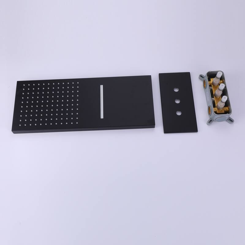 Wall Mounted 3-Way Pressure Balance Complete Shower System Black with Slide bar handheld