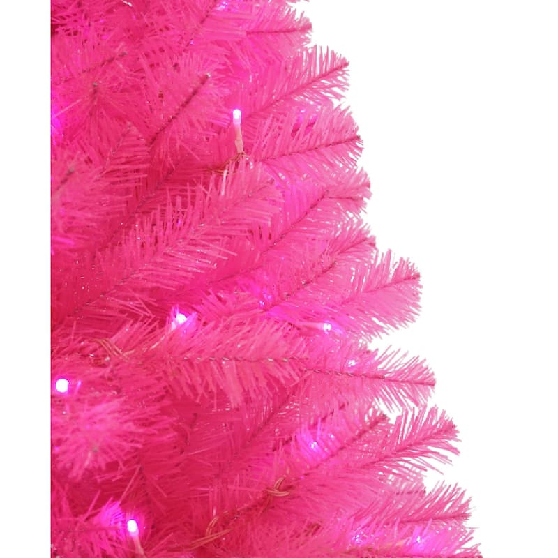 7.5' Pre-lit Dark Green PVC/Hardneedle Tree