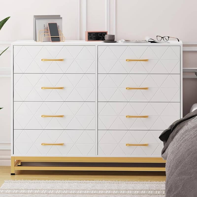 Wide 8 Drawers Storage Dresser for Bedroom