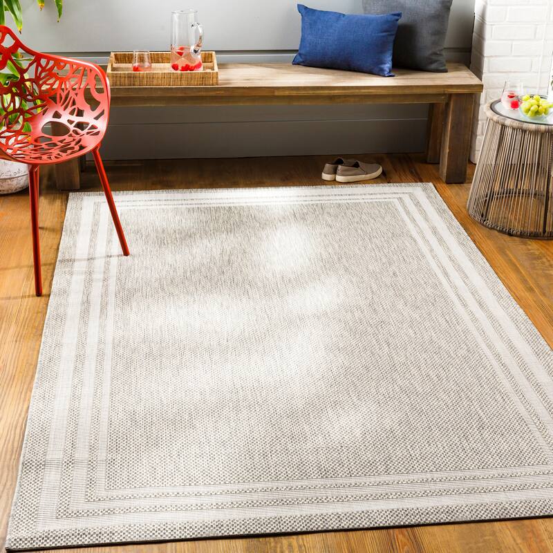 Artistic Weavers Jeremie Indoor/ Outdoor Border Area Rug - 7'10" x 10'2" - Beige/Grey