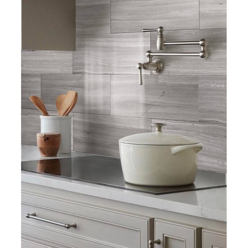 Apollo tile 12 x 24 Grandis Polished Wooden Grey Marble Tile (10 sq ft/case) - 5 Pack