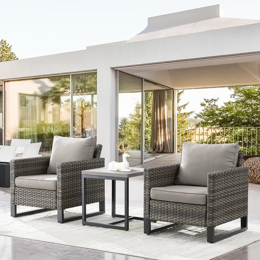 Gymojoy Outdoor PE Wicker Chairs with Table Weather-resistance